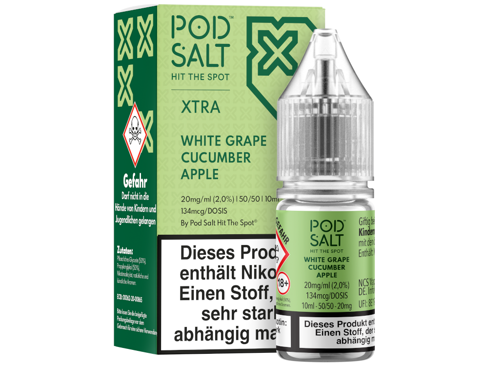 Pod Salt X - Nikotinsalz Liquid - White Grape Cucumber Apple