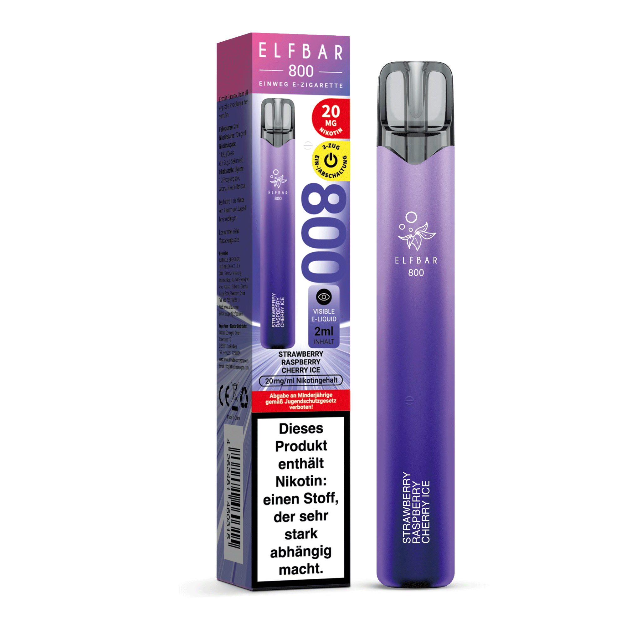 Elfbar 800 - Strawberry Raspberry Cherry Ice