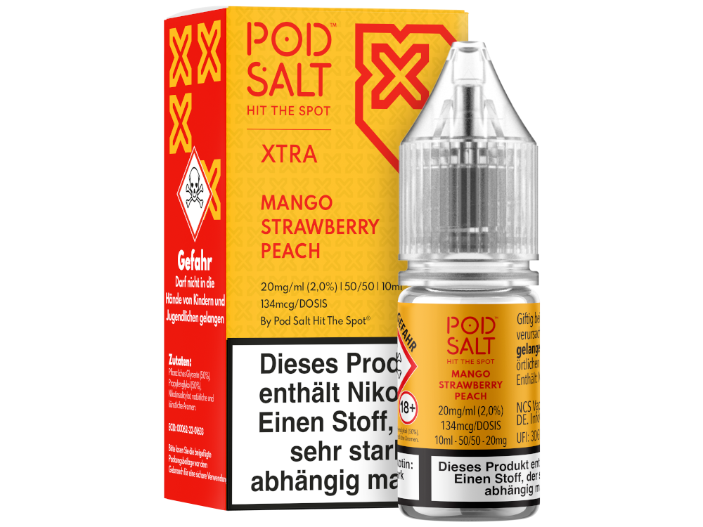 Pod Salt X - Nikotinsalz Liquid  - Mango Strawberry Peach