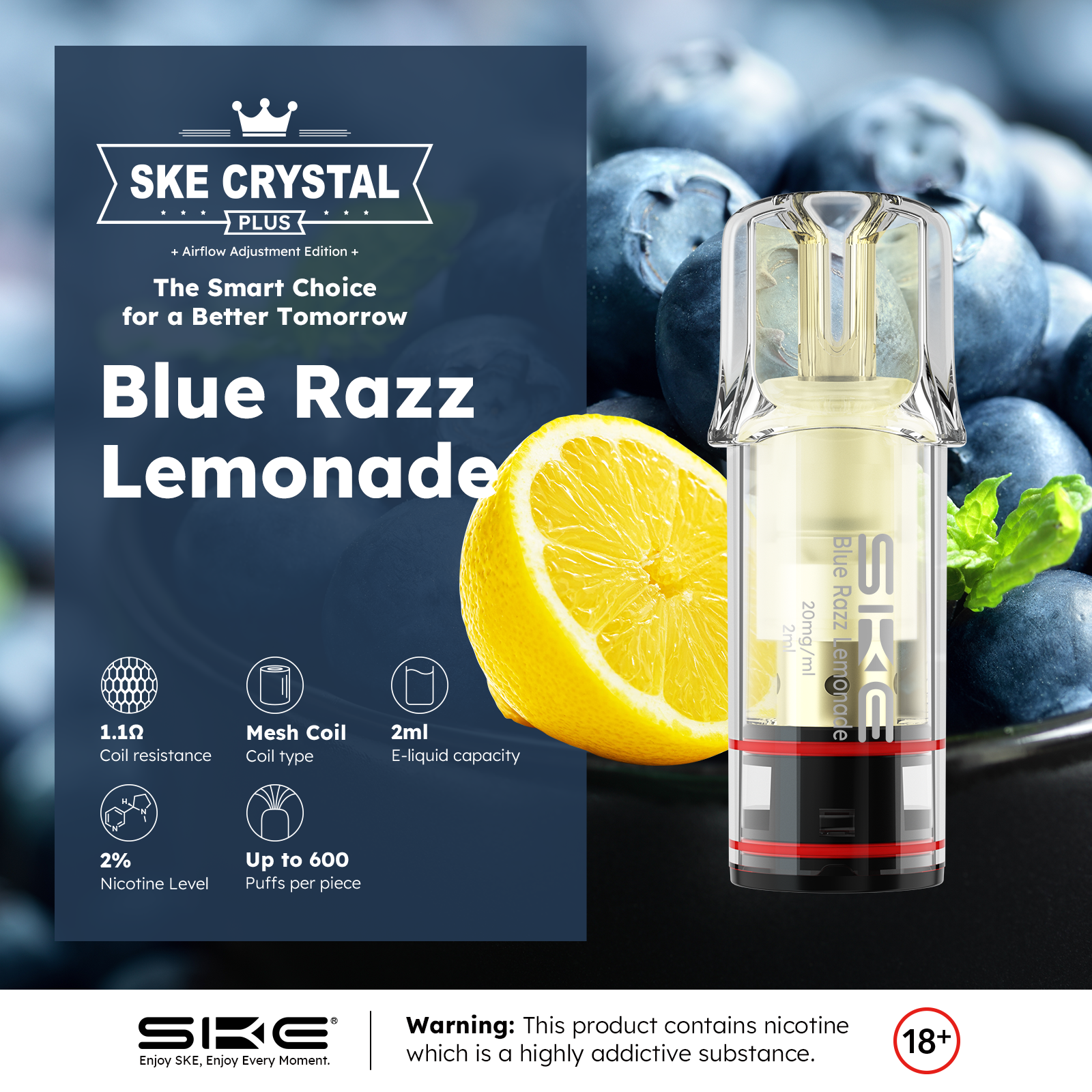 SKE Crystral Plus Pod - Blue Razz Lemonade - 2er Pack
