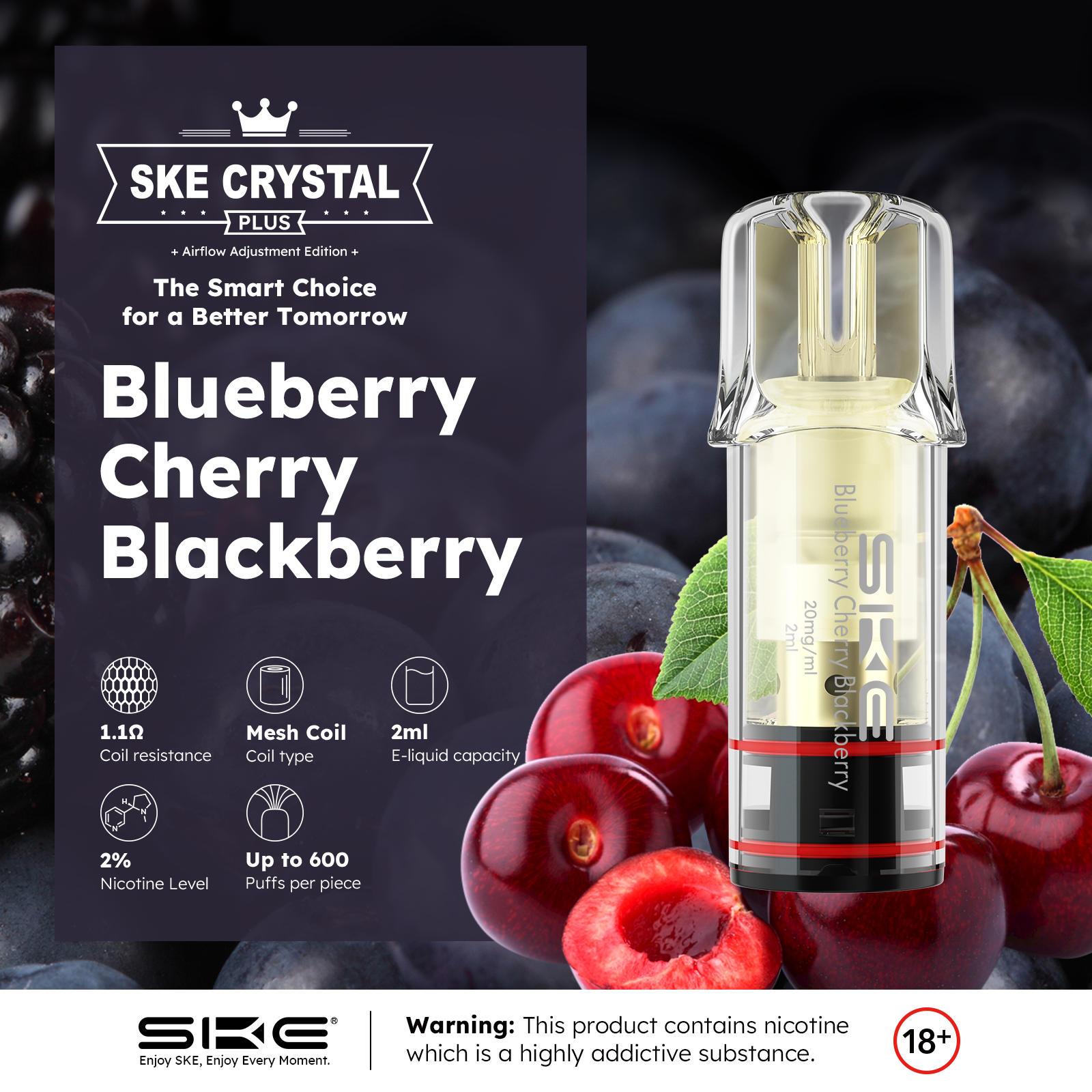 SKE Crystral Plus Pod - Blueberry Cherry Blackberry - 2er Pack