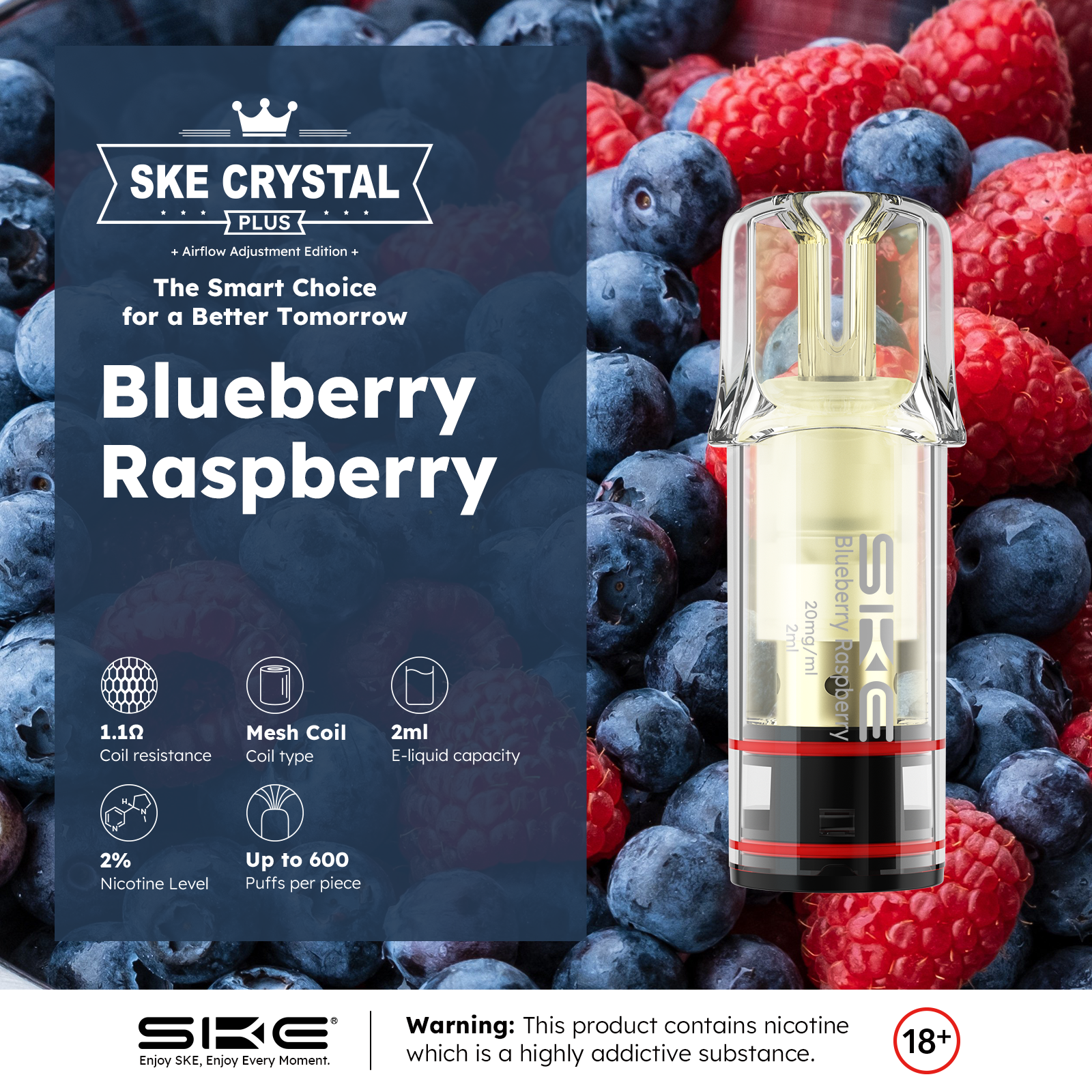 SKE Crystral Plus Pod - Blueberry Raspberry - 2er Pack