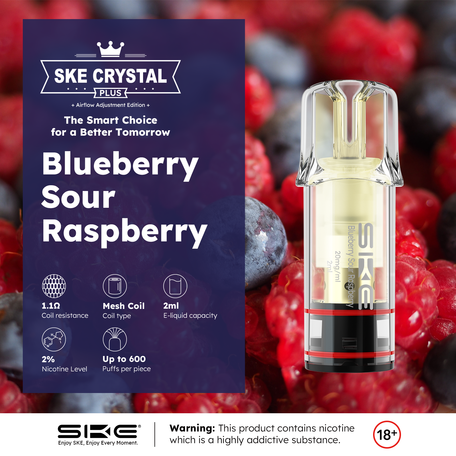 SKE Crystral Plus Pod - Blueberry Sour Raspberry - 2er Pack