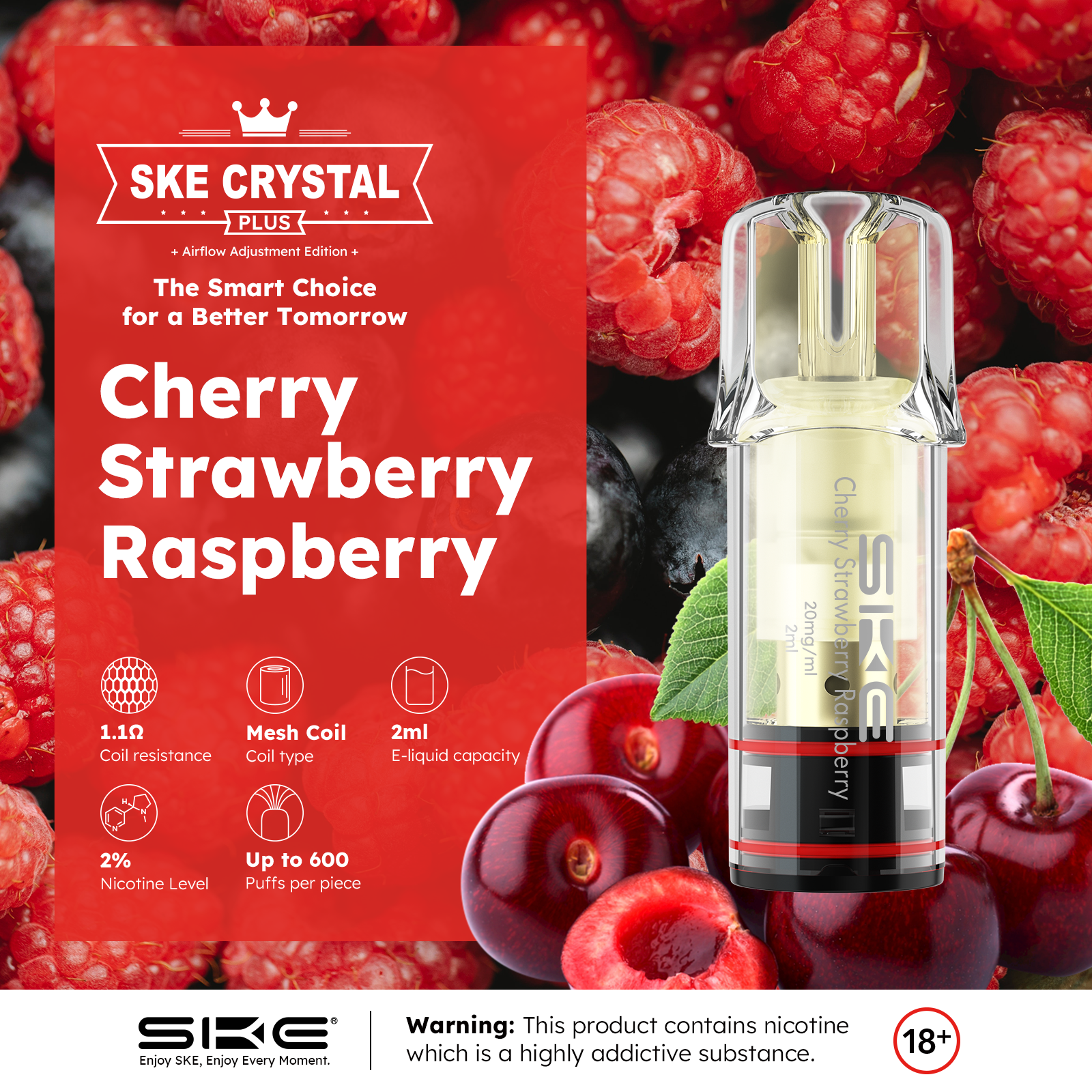 SKE Crystral Plus Pod - Cherry Strawberry Raspberry - 2er Pack