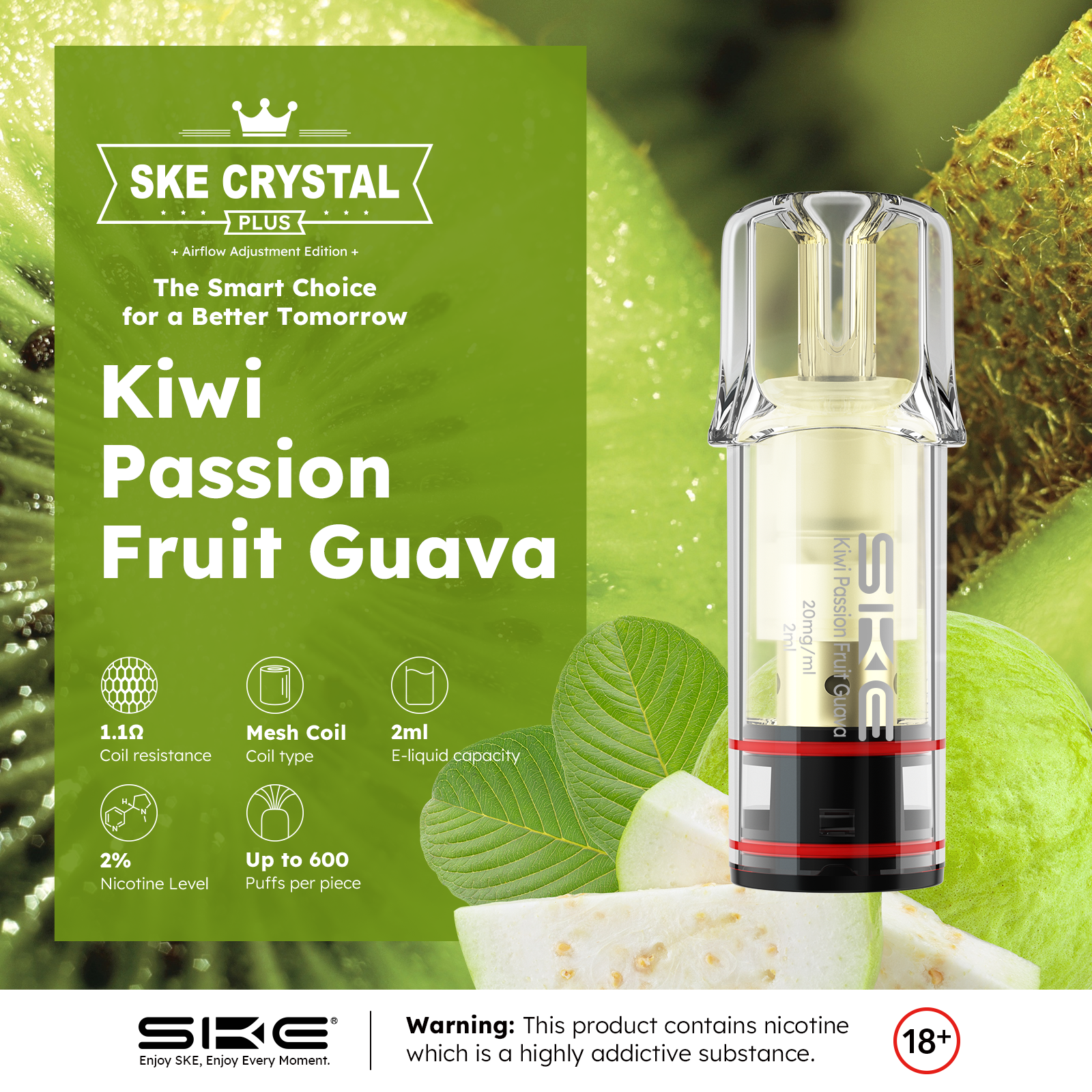 SKE Crystral Plus Pod - Kiwi Passion Fruit Guava - 2er Pack