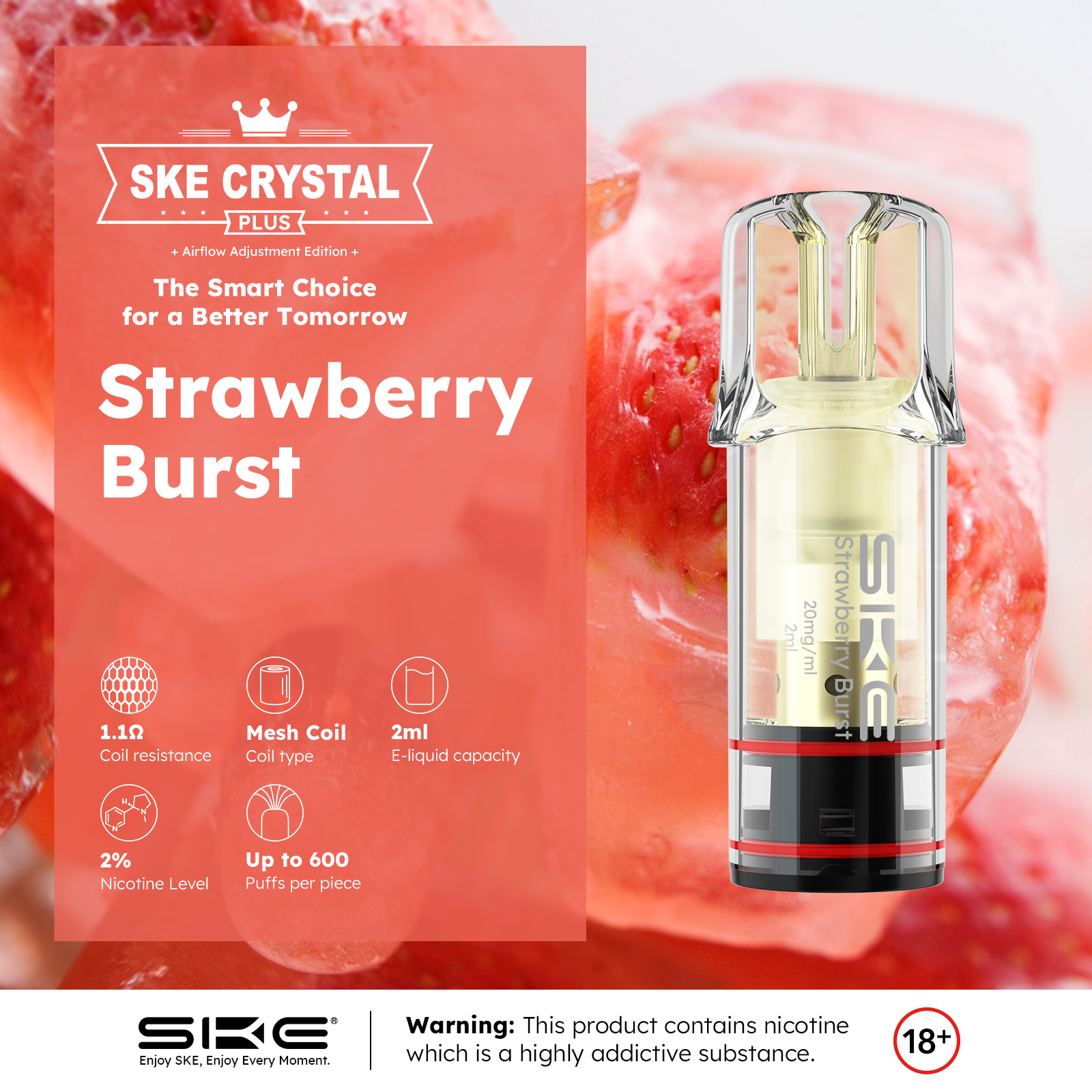 SKE Crystral Plus Pod - Strawberry Burst- 2er Pack