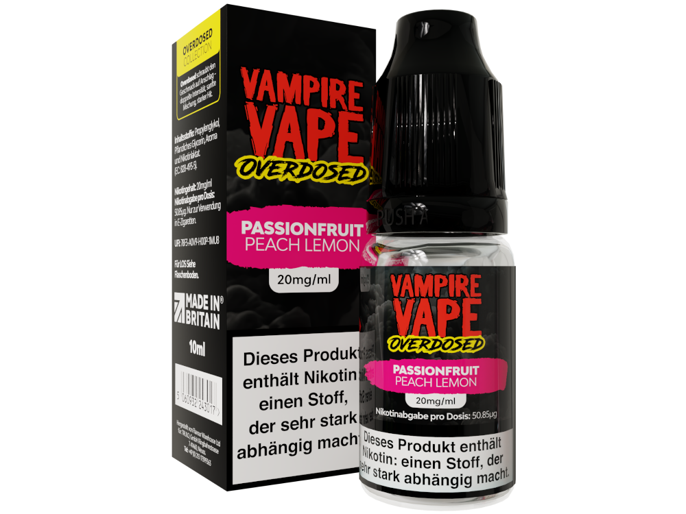 Vampire Vape - Overdosed - Nikotinsalz Liquid - Passionfruit Peach Lemon