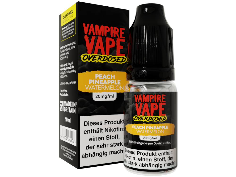 Vampire Vape - Overdosed - Nikotinsalz Liquid - Peach Pineapple Watermelon